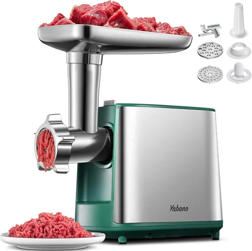 Picadora eléctrica de carne, picadora de carne resistente, máquina de relleno de salchichas, molinillo de alimentos con kit de salchichas y kubbe, 2