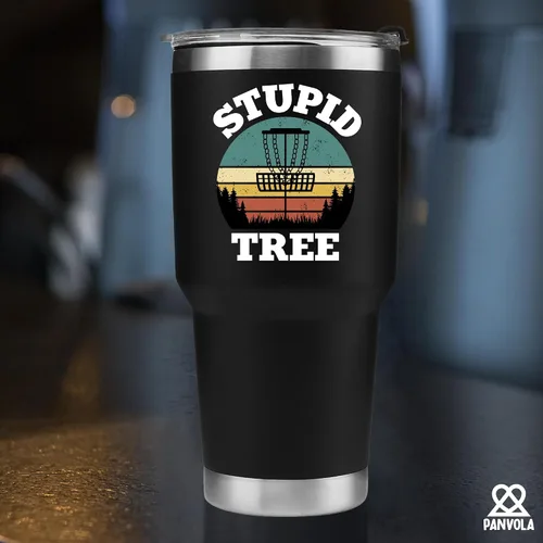 Miniatura 6 de Panvola Stupid Tree Vaso Térmico con Aislamiento al Vacío para Jugador de Disc Golf Divertido de Acero Inoxidable Retro con Tapa Extraíble Drinkware