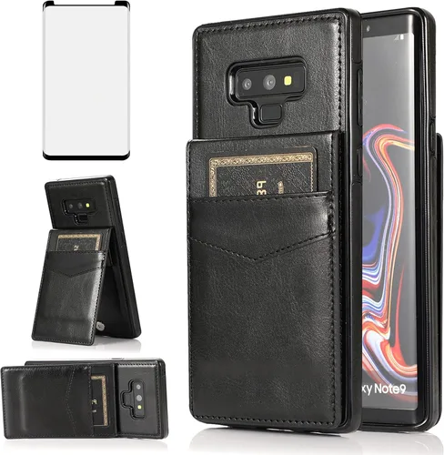 Miniatura 9 de Funda tipo cartera de piel verde para Samsung Galaxy Note 9 con protector de vidrio templado, tarjetero y función atril