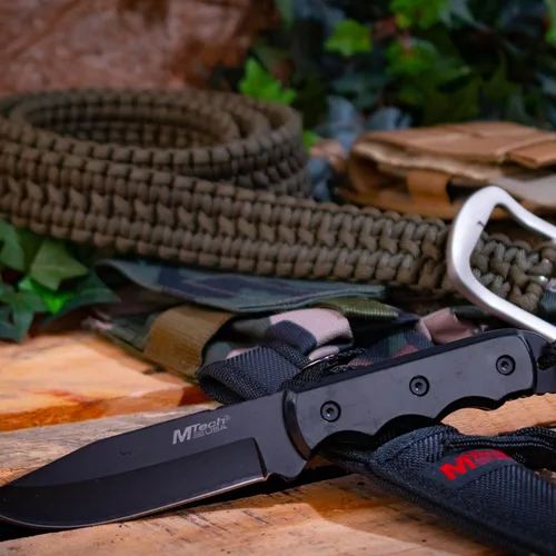 Miniatura 6 de MTech USA MT-20-35 cuchillo de hoja fija, con hoja de punta caída negra, mango de plástico, 8 pulgadas en total Negro