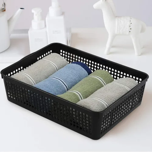 Miniatura 3 de Hespama 6 paquetes de cestas de almacenamiento de archivos de plástico, bandejas de cesta organizadora de papel negro A4 Organizing Basket Trays