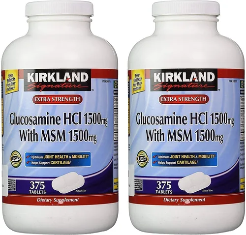 Kirkland Signature Glucosamine HCI (paquete de 2) Extra Strength con MSM (375 unidades x 2)