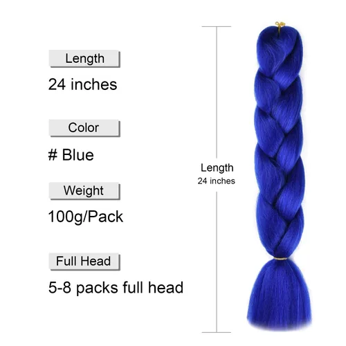 Miniatura 3 de SuCoo Extensiones de cabello trenzado Jumbo de fibra de alta temperatura, trenzas de ganchillo de 24 pulgadas, 3 unids/lote (negro)