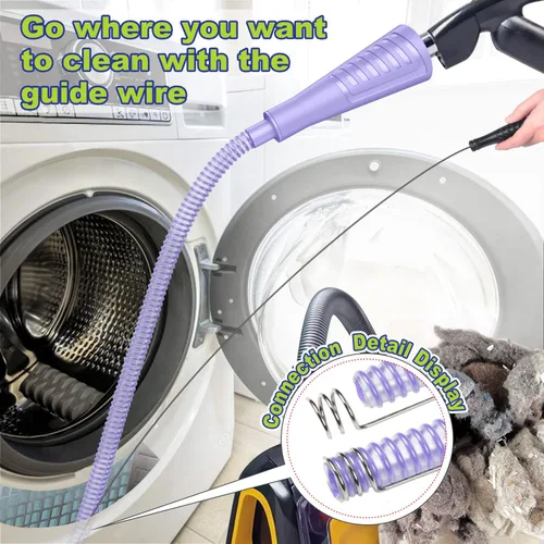 Miniatura 2 de Sealegend 2 Pack Kit de limpiador de ventilación para secadora, accesorio de manguera de aspiradora, kit de limpiador de pelusa para secadora, Morado
