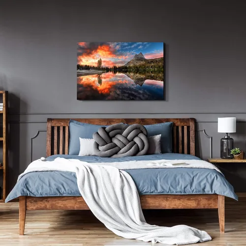 Miniatura 4 de Inpraradiso - Lienzo de Arte de Pared de Naturaleza: Cuadro Panorámico de Paisaje de Lago de Montaña, Árboles del Bosque, Impresión Artística
