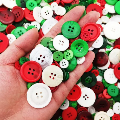 Miniatura 4 de 600-700 piezas de botones de Navidad para manualidades a granel mezclados en rojo, verde y blanco, botones para manualidades de tamaños variados