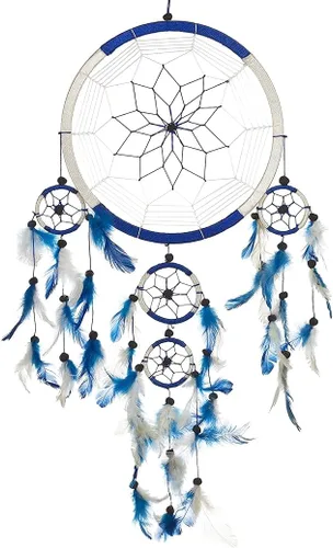 OMA Dream Catcher - Colores tradicionales de teñido anudado - 8.5 pulgadas de diámetro y 30 pulgadas de largo