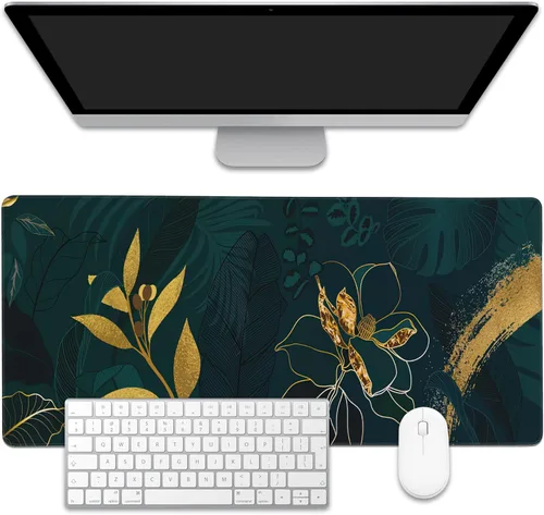 Miniatura 15 de Alfombrilla de ratón grande para juegos con hojas de palmera tropicales coloridas, tapete de escritorio impermeable para escritorio, base de goma