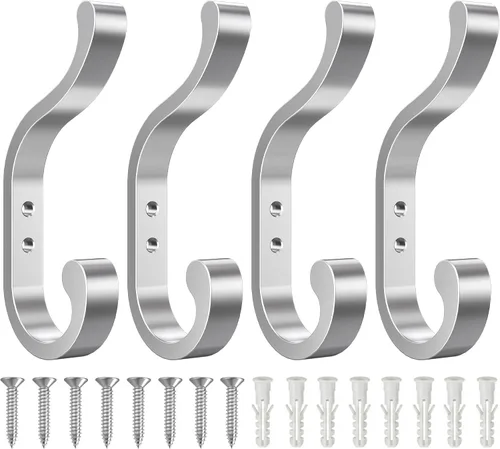 Miniatura 13 de bussdis Ganchos de pared para colgar abrigos, ganchos de mochila resistentes para pared, soporta hasta 30 libras, ganchos grandes para toallas, Negro