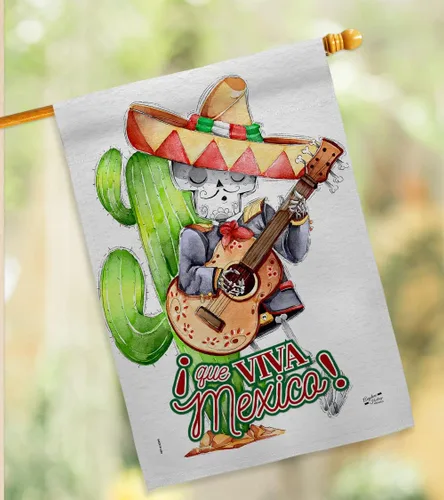 Miniatura 9 de Que Viva - Bandera de casa de México, fiesta de verano del Cinco de Mayo, cactus y piñata, sombrero para fiesta mexicana al aire libre, pancarta