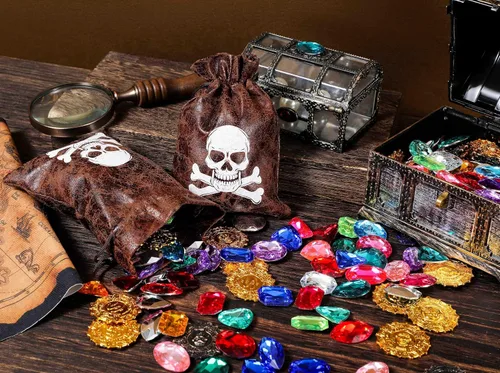Miniatura 4 de RICHNESS Bolsas de botín pirata con cordón de 4.5 x 6.5 pulgadas, piel de vaca sintética, bolsas de tesoro pirata para recuerdos de fiesta pirata