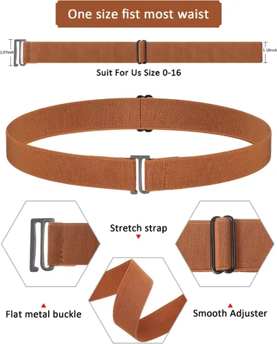 Miniatura 2 de Women No Show Invisible Belt Elastic Stretch Waist Belt with Flat Buckle