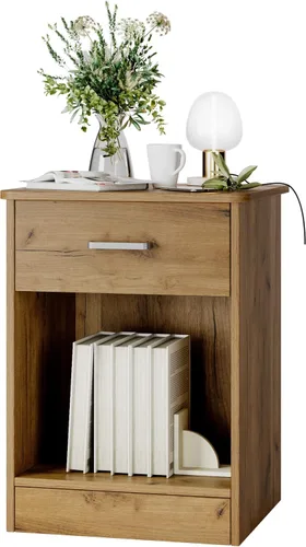 Miniatura 13 de FOTOSOK Juego de 2 mesitas de noche, mesa auxiliar de 2 niveles con cajón y estante de almacenamiento, mesa de noche, mesita de cabecera, mesita