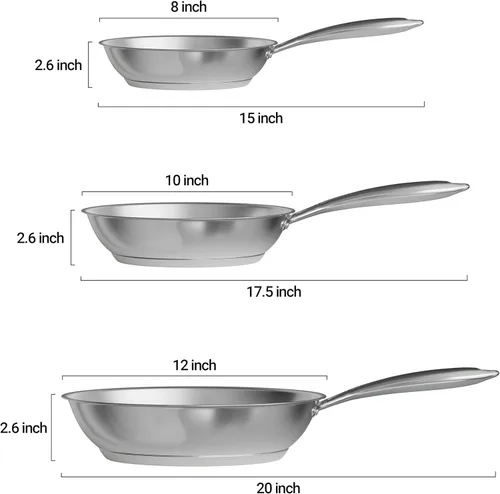 Miniatura 4 de Verel Sartén de acero inoxidable – Sartén de acero inoxidable de 8 pulgadas, apta para lavavajillas y horno