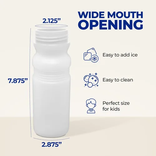Miniatura 5 de Rolling Sands Botellas de Agua Deportivas de 20 Onzas Fabricadas en Estados Unidos - Paquete de 6 Botellas Deportivas en Blanco sin BPA para Equipos