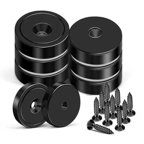 Miniatura 16 de MIKEDE Imanes fuertes con agujeros, 110 libras + imanes de neodimio fuertes con tornillos inoxidables para montaje en pared, imán de base redonda