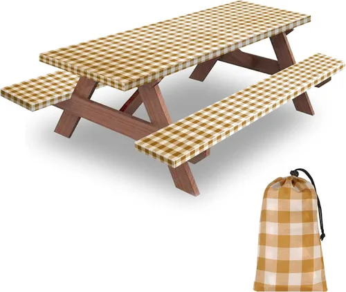 Miniatura 19 de Funda para Mesa y Banco de Picnic de 5 Pies, Esenciales de Camping Equipo para RV, 60 Pulgadas Impermeable Resistente al Viento Mantel Exterior