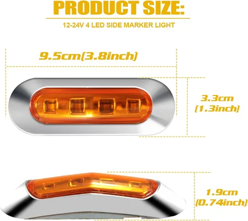 Miniatura 4 de ALFU 40 PCS Luces LED Ámbar DC 12-24V para Remolque, Luces Marcadoras Laterales Delanteras Traseras de Posición con Bisel Cromado para Remolque