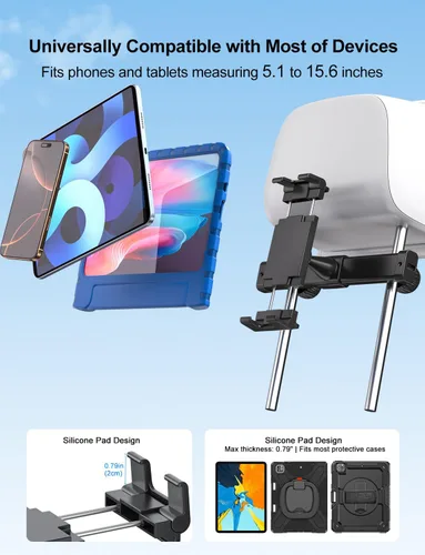 Miniatura 3 de PLDHPRO Soporte para tablet reposacabezas de automóvil, soporte para tableta para asiento trasero de automóvil para niños, artículos esenciales