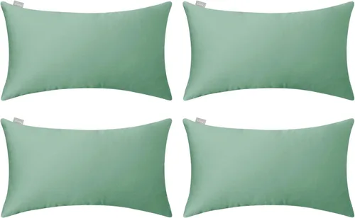 Miniatura 79 de Thmyo - Paquete de 4 fundas de almohada decorativas de 100 % algodón para lumbar, cómodas, sólidas, para Navidad/Halloween, fundas de cojín Blanco