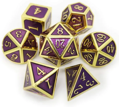 Miniatura 15 de Haxtec - Juego de dados de metal DND, dados poliédricos D&D compatibles con Dungeons and Dragons, regalo TTRPG, dados de metal bronce antiguo