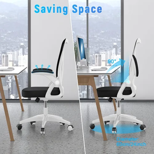 Miniatura 7 de naspaluro Silla de oficina ergonómica, silla de computadora con respaldo medio con altura ajustable, brazos abatibles y soporte lumbar, silla