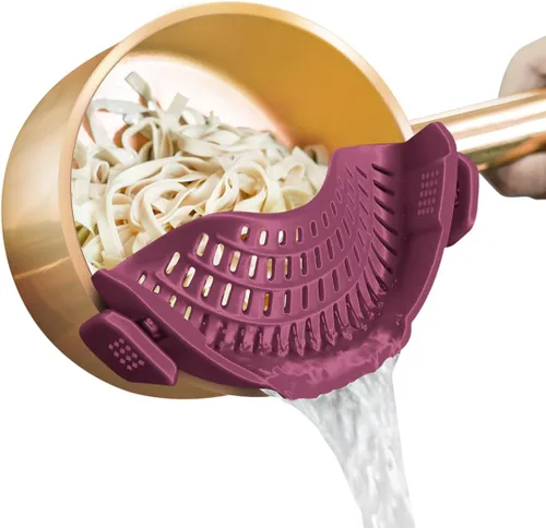 Miniatura 18 de AUOON - Colador grande con clip para todas las ollas y sartenes, colador de silicona de gran tamaño, diseño familiar, colador de pasta, colador