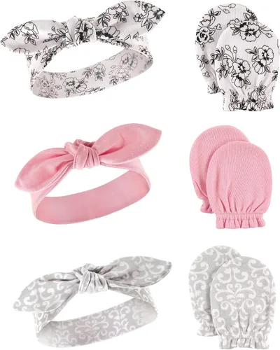 Miniatura 157 de Hudson Baby Conjunto de diadema de algodón y manoplas para rascar para bebé