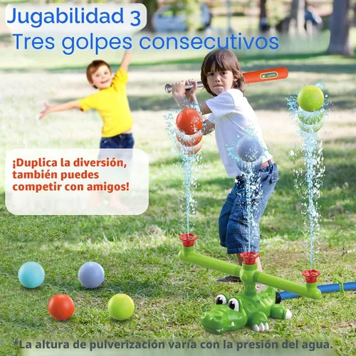 Miniatura 4 de Intoypad Juego de aspersores de agua 4 en 1 para niños y juguete de bola de agua, rociador de béisbol de cocodrilo para patio trasero, juguetes