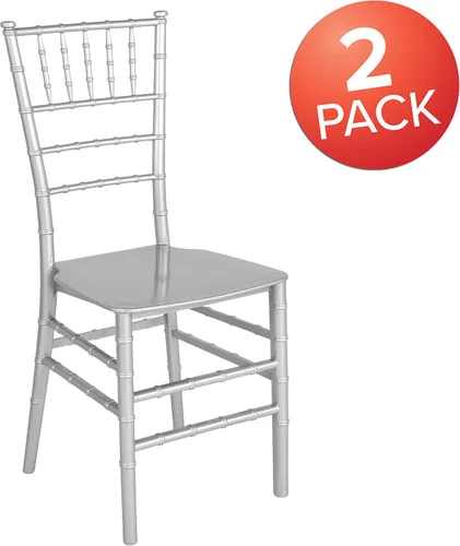 Miniatura 4 de Flash Furniture Paquete de 2 sillas Chiavari apilables de resina plateada de la serie HERCULES plateado