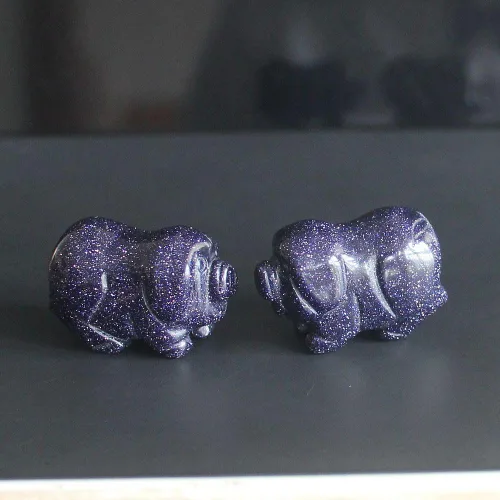 Miniatura 2 de Dos mini figuras talladas a mano de cerdo de cristal talladas a mano, estatua de animales, para oficina, decoración del hogar, colecciones