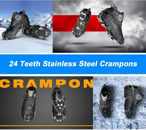 Miniatura 5 de Wirezoll - Tacos para hielo, crampones para botas de senderismo y zapatos de nieve, suelas antideslizantes con picos para escalar para tracción