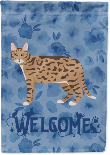 Miniatura 241 de Caroline's Treasures CK4813CHF - Bandera de bienvenida con gato abisinio azul, manga grande, para porche, para colgar en la pared, poliéster