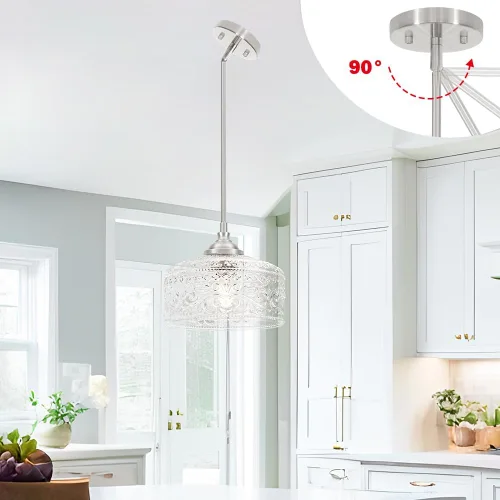 Miniatura 3 de Modernas luces colgantes de níquel cepillado para isla de cocina, lámpara colgante de baño con vidrio transparente, iluminación colgante sobre