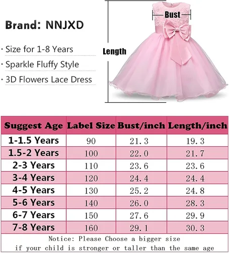 Miniatura 3 de NNJXD Chica sin mangas Encaje 3D Flor Tutu Vacaciones Princesa Vestidos