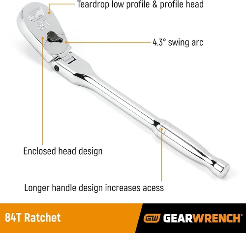 Miniatura 2 de GEARWRENCH - Juego de 4 piezas de trinquete con mango flexible, 84 dientes - 81230A-07