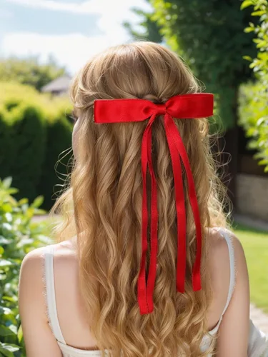 Miniatura 2 de Clips de pelo con borlas y moño para mujer - 4 piezas de pasadores con colas largas en negro, rojo, blanco y azul marino Negro Rojo Blanco Marina
