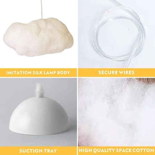 Miniatura 3 de Funteam Moderna Lámpara Colgante Flotante de Nube Blanca Luz Colgante de Algodón Nórdico Lámpara de Techo Accesorio de Iluminación para Niñas