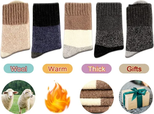 Miniatura 6 de Heatuff Calcetines de lana de invierno para mujer, cálidos, suaves, con cojín completo (5 pares)