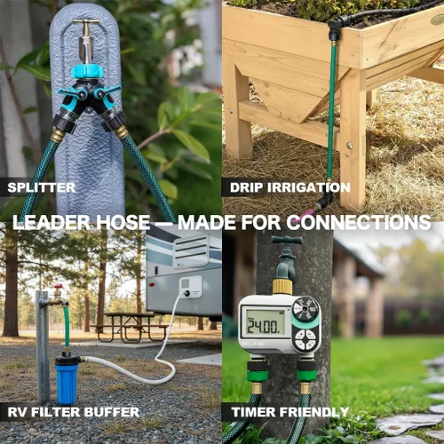 Miniatura 2 de Manguera Leader para conexión de jardín al aire libre: manguera corta de 4 pies y 1/2 pulgadas con accesorios macho a hembra a prueba de fugas y sin