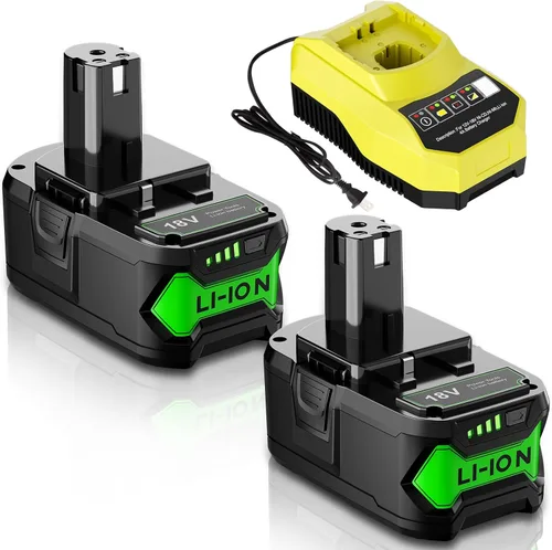 Miniatura 9 de Paquete de 2 baterías de repuesto de 8.0Ah para batería Ryobi de 18 V con cargador P117 de litio compatible con Ryobi 18 voltios ONE+ Plus P102 P103