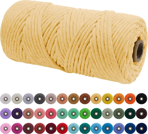 Miniatura 116 de JeogYong Cordón de macramé de un solo hilo 2mm x 164 yardas (492 pies) Cuerda de algodón suave, hilo de macramé 2 mm, suministros de macramé