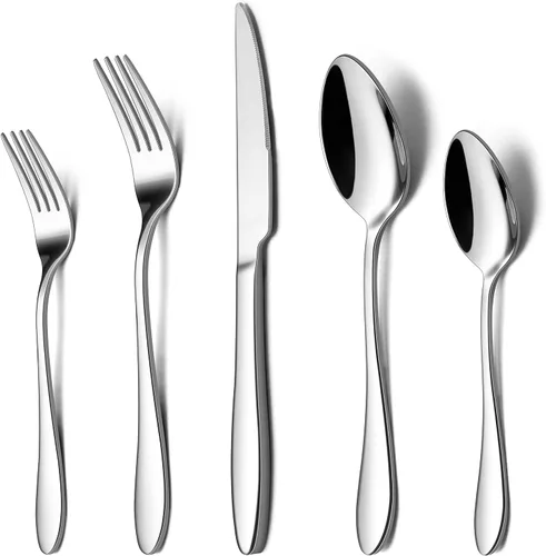 Miniatura 9 de LIANYU Juego de cubiertos negros de 40 piezas para 8, cubiertos de acero inoxidable, utensilios de cocina que incluyen tenedores, cuchillos