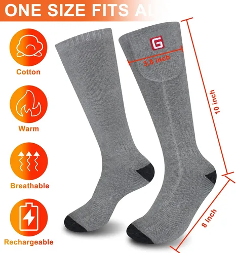 Miniatura 4 de Magnolia Calcetines calefactables, calcetines eléctricos recargables para hombres y mujeres, calentadores de pies de invierno con 3 ajustes de calor