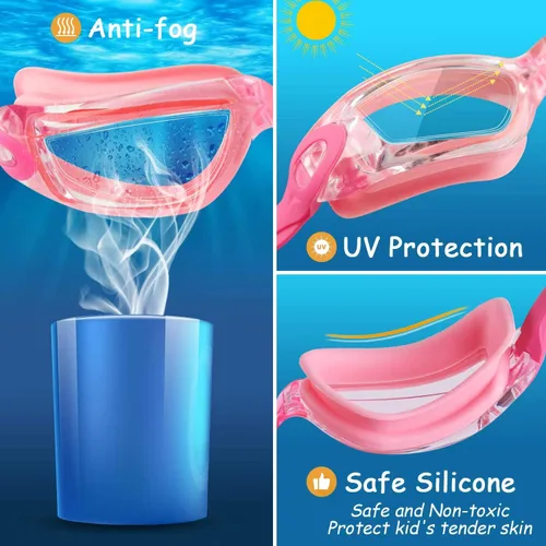 Miniatura 3 de COOLOO - Gafas de natación para niños, paquetes de 2 gafas de natación para niños y niñas de 4 a 16 años