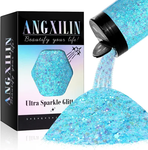 Miniatura 12 de Purpurina artesanal mixta holográfica gruesa y fina, 190g/6.7oz a granel, lentejuelas láser para arte de uñas, cara y cuerpo, para hacer joyas