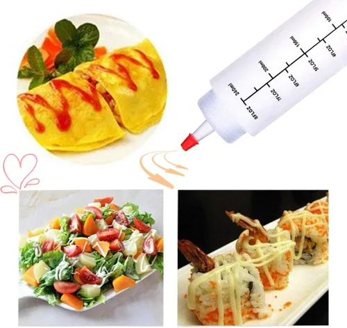 Miniatura 5 de Baaxxango Paquete de 12 botellas de plástico de 8 onzas líquidas, botella de chorro con tapa de punta roja y escamas negras para salsa de tomate