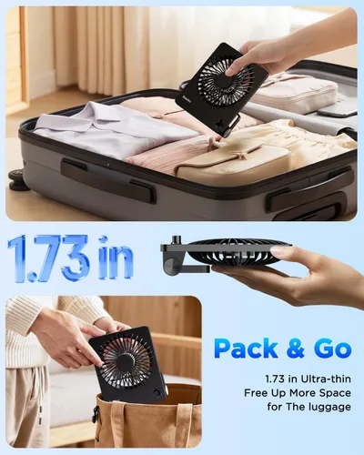 Miniatura 4 de EasyAcc Ventilador de escritorio con batería recargable, ventilador de viaje personal portátil de 6000 mAh, tiempo de funcionamiento máximo de 26