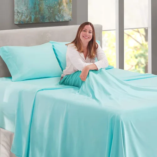 Miniatura 5 de Las mejores sábanas de algodón peinado de fibras largas de 800 hilos de 4 piezas para cama, transpirable, suave y sedoso en tejido satén