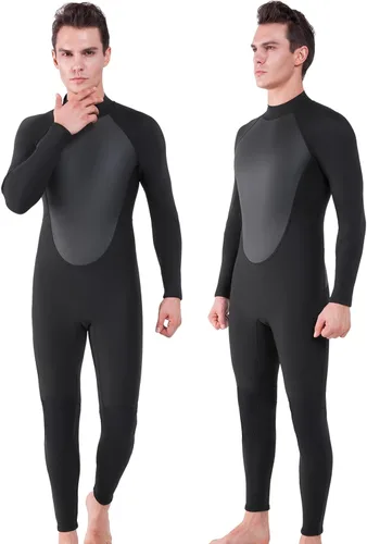 Traje de neopreno completo para hombre y mujer, 0.118 in, buceo, natación, trajes húmedos térmicos, cremallera delantera/trasera, traje de baño